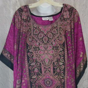 Easy Dressing Caftan Maxi Dress Purple Black  One Size Fits Most By Sante